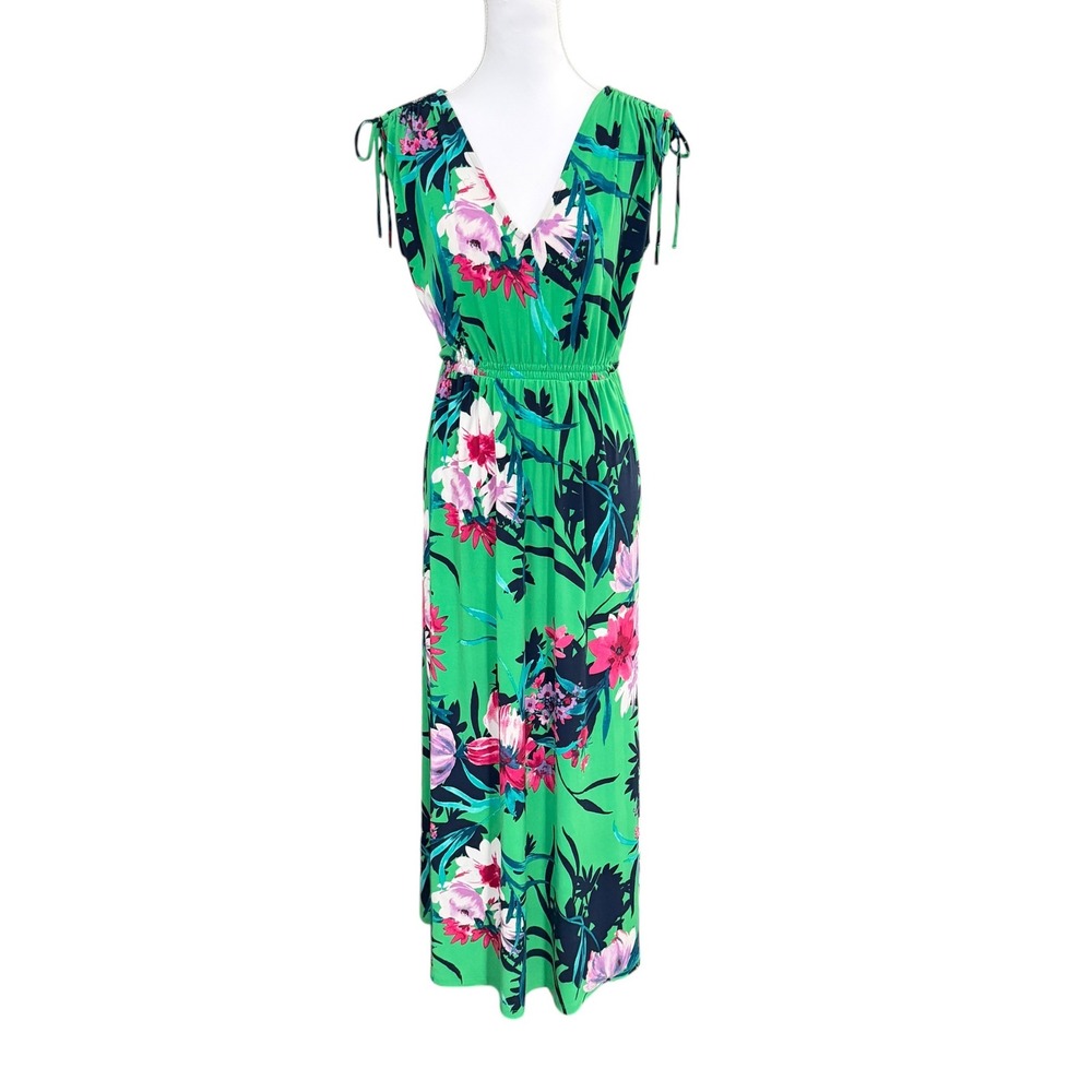 IMAN Global Chic Tropical Floral Jersey Knit Maxi Dress MP Resortwear Cruise
